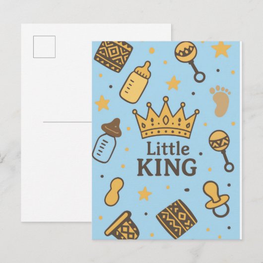 Little King Baby shower Uitnodiging Briefkaart (Voorkant / Achterkant)