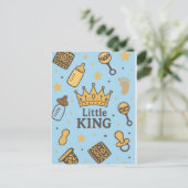 Little King Baby shower Uitnodiging Briefkaart (Staand voorkant)