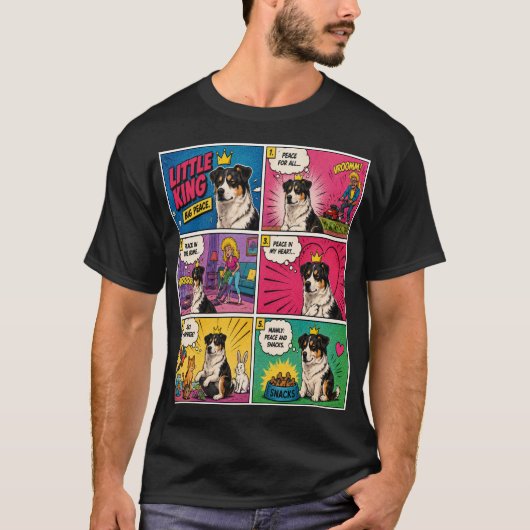 Little King Big Peace Comic Hond T-Shirt (Voorkant)