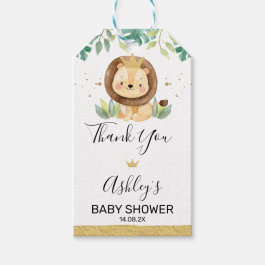 Little King Lion Crown Baby shower Cadeaulabel (Voorkant)