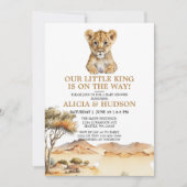 Little King Lion Cub Safari Baby shower Kaart (Voorkant)
