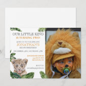 Little King Lion Foto Birthday party Kaart (Voorkant / Achterkant)