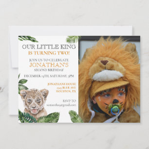Little King Lion Foto Birthday party Kaart