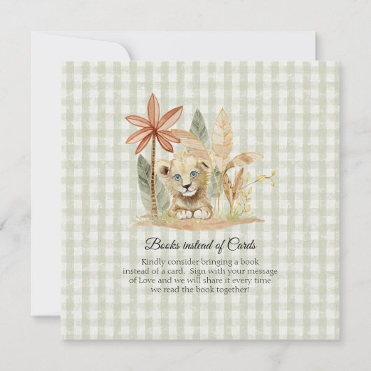 Little King Lion Zebra Giraffe Square Baby shower Kaart (Achterkant)