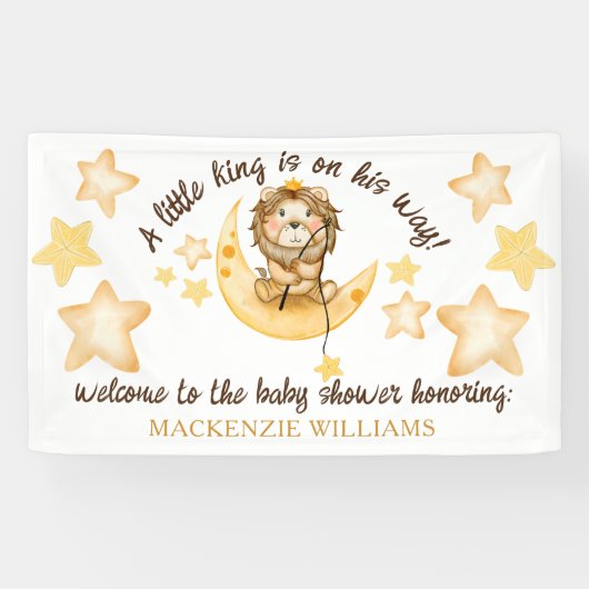 Little King Safari Lion Boy Baby shower Welkom Spandoek (Horizontaal)