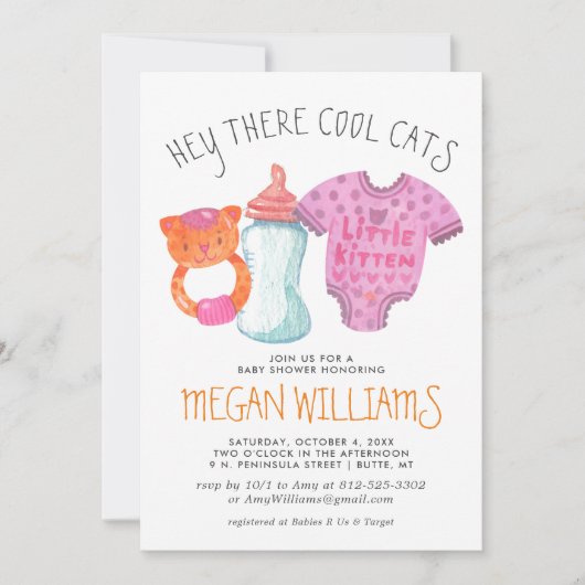 Little Kitten Baby shower Invitation (Voorkant)