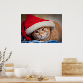 Little Kitten in Red kerstPet Poster (Keuken)