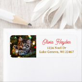 Little Kitten on Christmas Tree Etiket (Insitu)