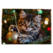 Little Kitten on Christmas Tree Groot Cadeauzakje (Achterkant)