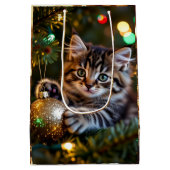Little Kitten on Christmas Tree   Medium Cadeauzakje (Achterkant)