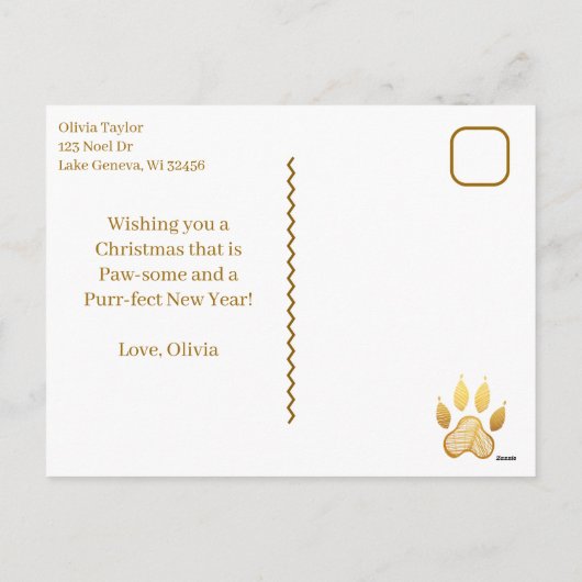 Little Kitten on Christmas Tree Personalized Feestdagenkaart (Achterkant)