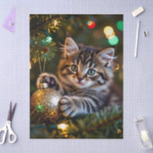 Little Kitten on Christmas Tree Tissuepapier (Craft)