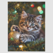 Little Kitten on Christmas Tree Tissuepapier (Voorkant)