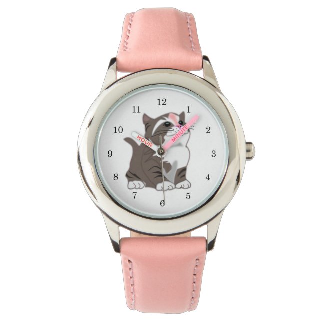 Little Kitten Watch - Roze Horloge (Voorkant)