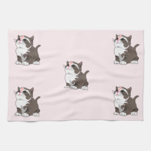 Little Kittens Kitchen Towel Pink Theedoek