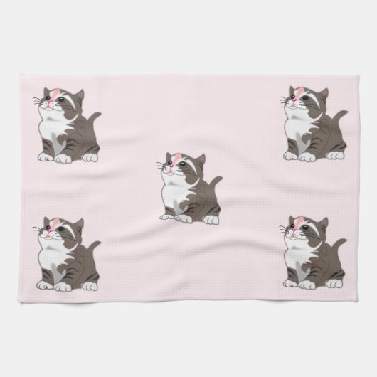 Little Kittens Kitchen Towel Pink Theedoek (Horizontaal)