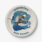 Little Knight Dragon Silver Star Baby shower Papieren Bordje (Voorkant)