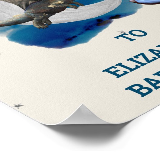 Little Knight Dragon Silver Star Baby shower Poster (Hoek)