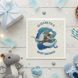 Little Knight Dragon Silver Star Baby shower Servet