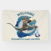 Little Knight Dragon Silver Star Baby shower Spandoek (Horizontaal)