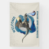 Little Knight Dragon Silver Star Baby shower Spandoek (Verticaal)