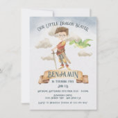 Little Knight Dragon Slayer Fairytale Birthday Inv Kaart (Voorkant)