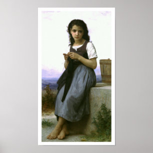 "Little Knitter" William-Adolphe Bouguereau Poster
