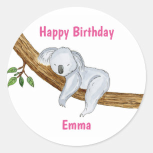Little Koala Happy Birthday Ronde Sticker