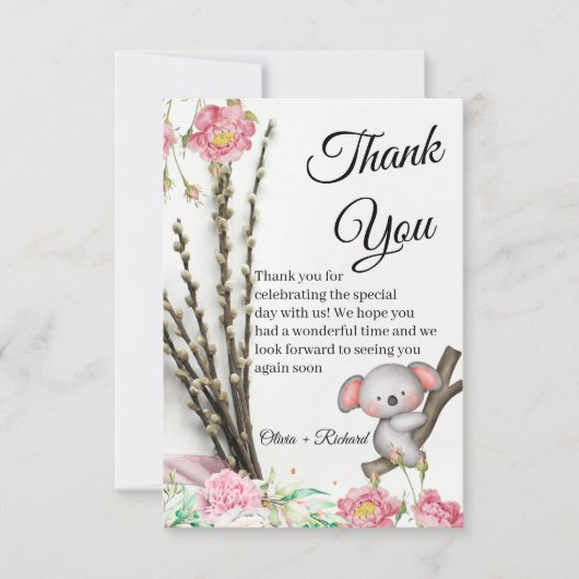 Little Koala Wedding Thank You Card for Guests All Bedankkaart (Voorkant)