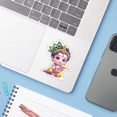 Little Krishna - Hindoegod sticker (Laptop met iPhone)