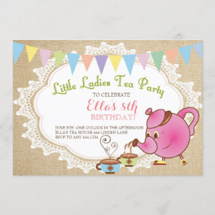 Little Ladies Tea Party Verjaardagsuitnodigingen Kaart