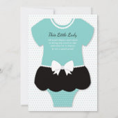 Little Lady Baby shower Invitation, Blauw, Parels Kaart (Achterkant)