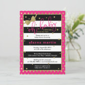 Little Lady Baby shower Invitation, Faux Gold Kaart (Staand voorkant)