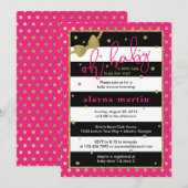 Little Lady Baby shower Invitation, Faux Gold Kaart (Voorkant / Achterkant)