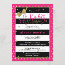 Little Lady Baby shower Invitation, Faux Gold