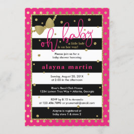 Little Lady Baby shower Invitation, Faux Gold Kaart