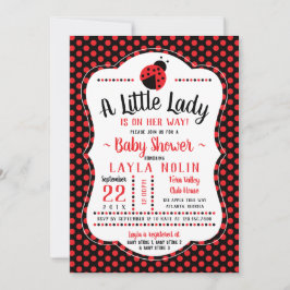 Little Lady Baby shower Invitation, lieveheersbees Kaart