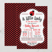 Little Lady Baby shower Invitation, lieveheersbees Kaart (Voorkant / Achterkant)