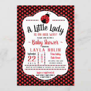 Little Lady Baby shower Invitation, lieveheersbees Kaart