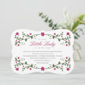 Little Lady Baby shower Invitation/Plum Kaart (Staand voorkant)