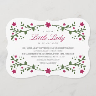 Little Lady Baby shower Invitation/Plum Kaart