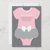 Little Lady Baby shower Invitation, roze, grijs Kaart (Achterkant)