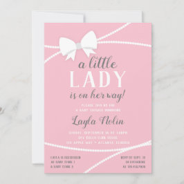 Little Lady Baby shower Invitation, roze, grijs Kaart