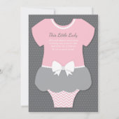 Little Lady Baby shower Invitation, Roze, Parels Kaart (Achterkant)