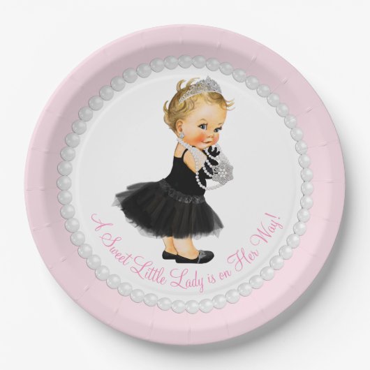 Little Lady Baby shower Papieren Bordje (Voorkant)