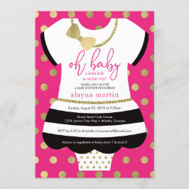 Little Lady Baby shower uitnodigen, faux glitter / Kaart