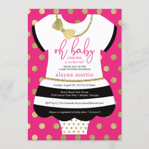 Little Lady Baby shower uitnodigen, faux glitter / Kaart