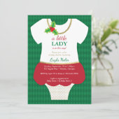Little Lady Baby shower Uitnodiging, Kerst Kaart (Staand voorkant)