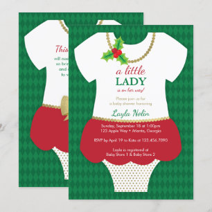 Little Lady Baby shower Uitnodiging, Kerst Kaart