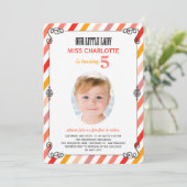  Little Lady Birthday Party Photo Invite Kaart (Staand voorkant)